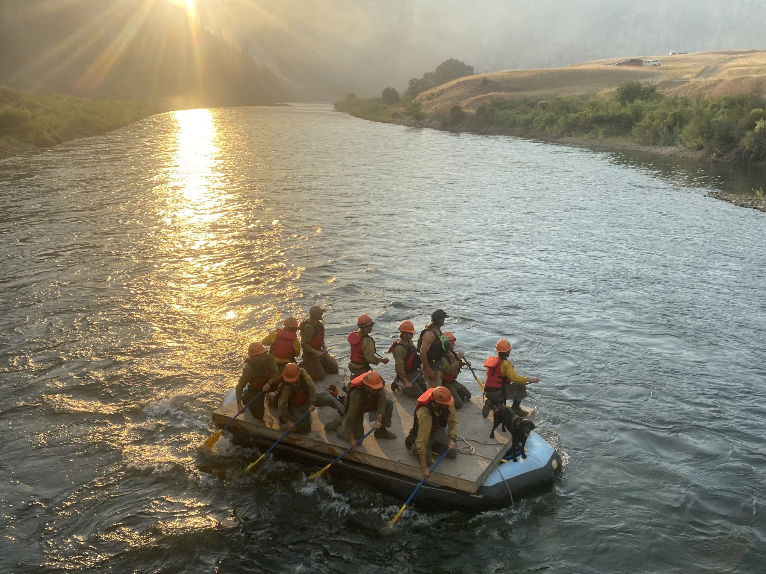 Hot Shot Crew on Dib crossing the Salmon River