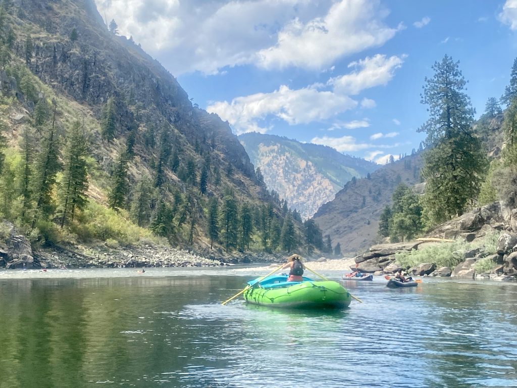 calm paddling in a raft on the scenic salmon river