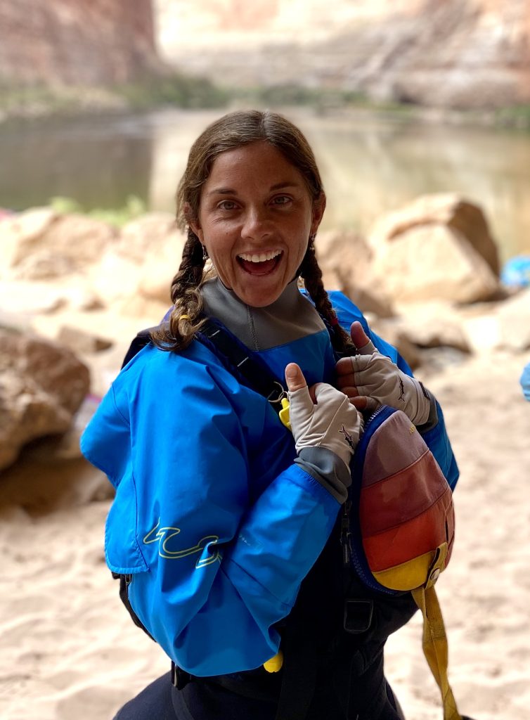 Owner and river guide Poluu Hilleke beside the Salmon River in Idaho.